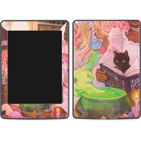 Pink Anime Witch Girls in Library with Cats by Ivy Dolamore Amazon Kindle Skin